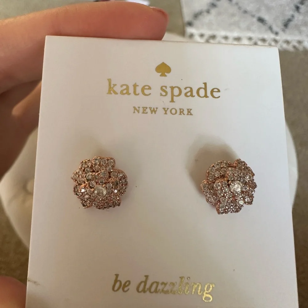 Kate Spade Sparkling Pink Flower Earrings - Picture 3 of 3